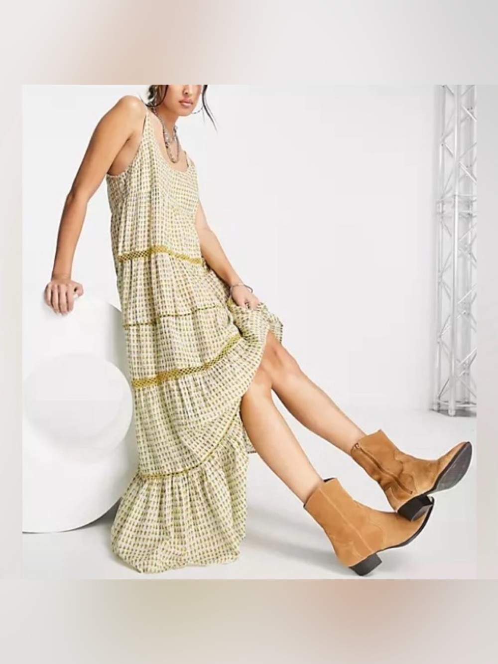 Free People Intimately Midnight Dance Printed Cotton Maxi Dress, size XS